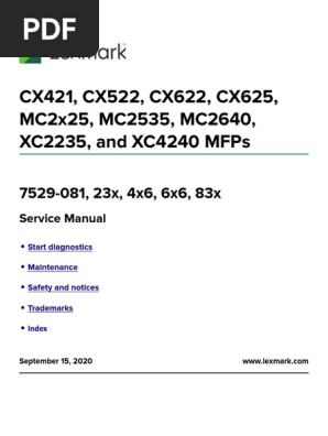 CX421, CX522, CX622, CX625, MC2535 & MC2640 Service Manual | PDF