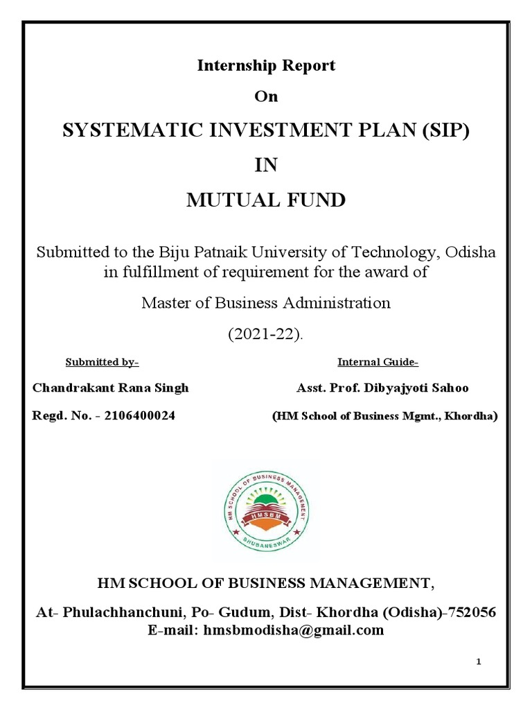 Internship Project-1 | PDF | Investment Fund | Mutual Funds