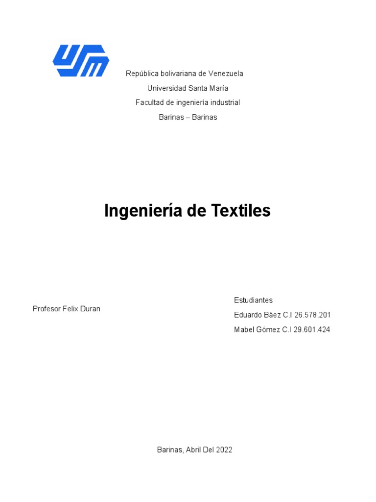 Ing de Textiles | PDF | Venezuela | Agricultura