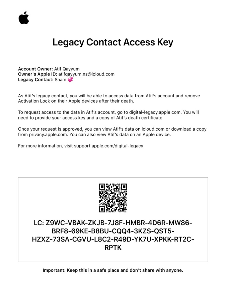Legacy contact access key pdf