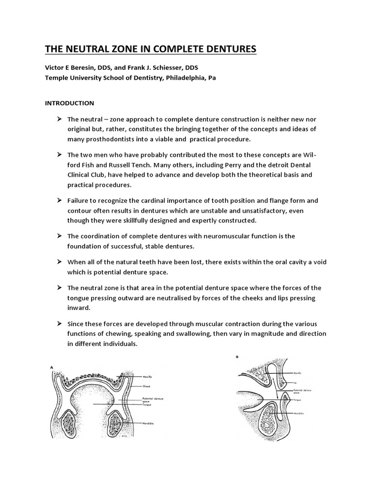 Neutral Zone PDF Dentures Dentistry