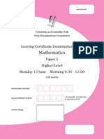 Mathematics: Leaving Certificate Examination 2022 Paper 2 Higher Level Monday 13 June Morning 9:30 - 12:00