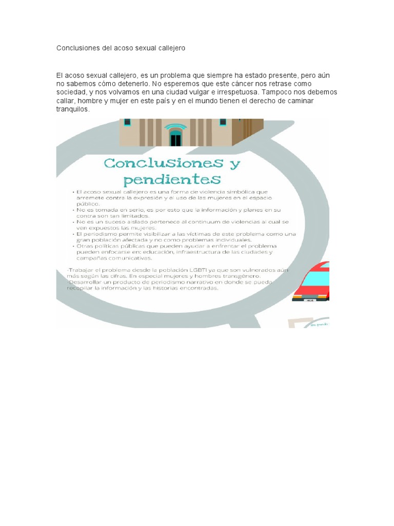 Conclusiones Del Acoso Sexual Callejero | PDF | Ciencias sociales ...
