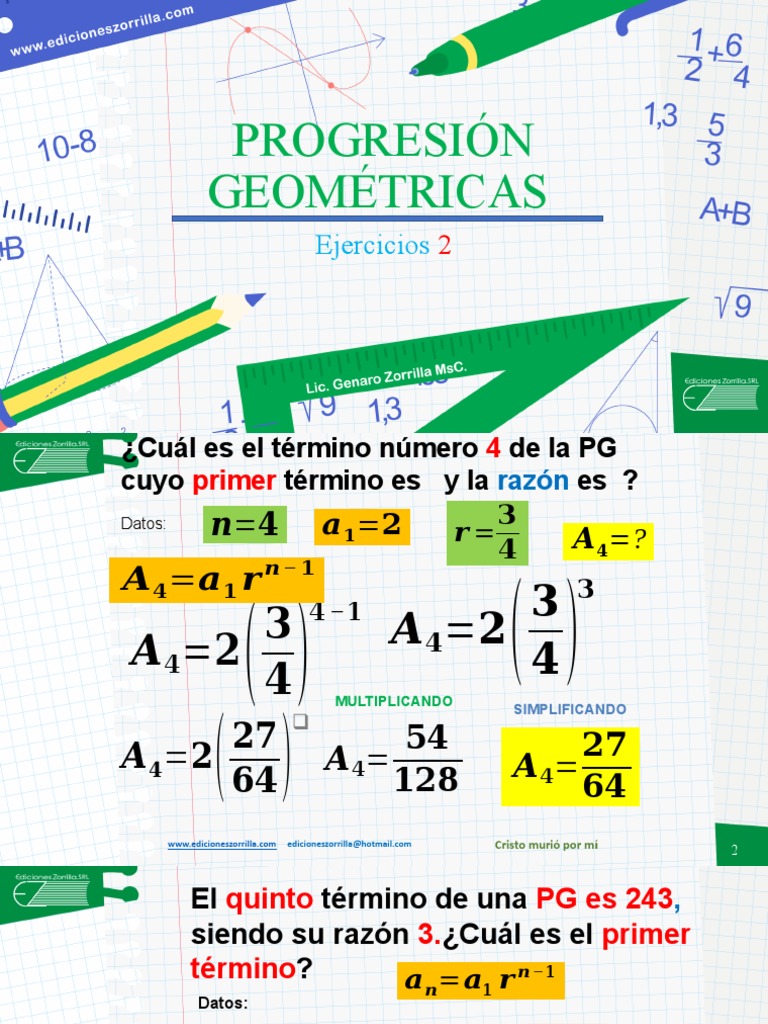 Progresiones Geometricas Ejercicios 2 PDF Matemáticas
