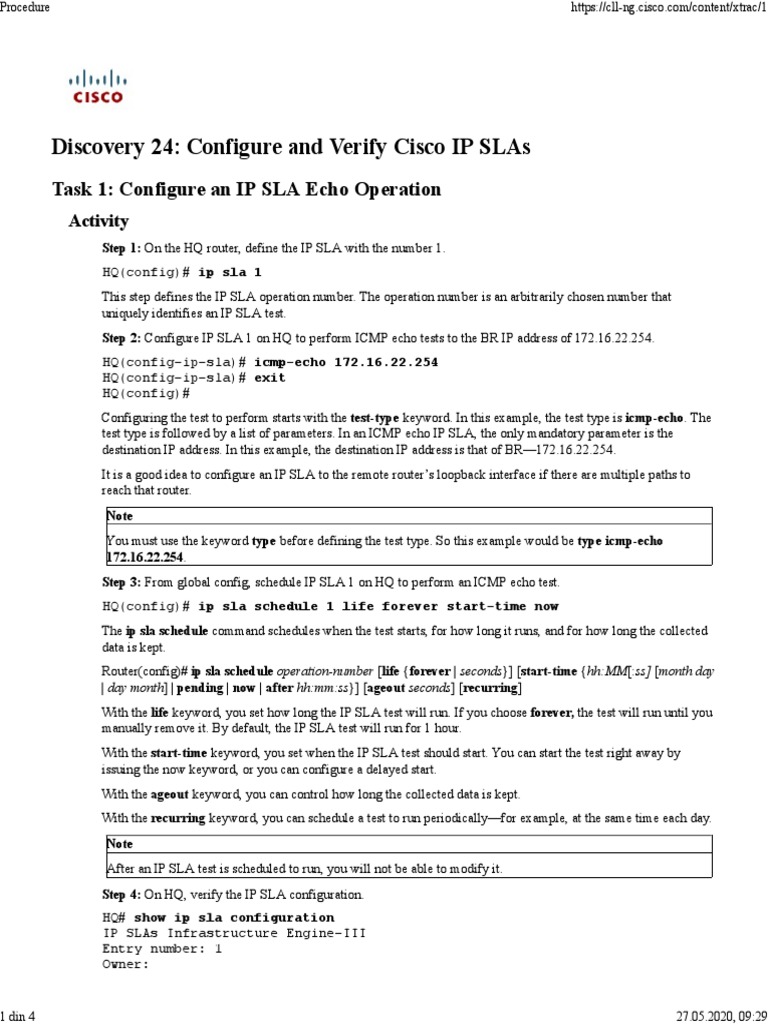 Discovery 24 Configure and Verify Cisco Ip Slas PDF