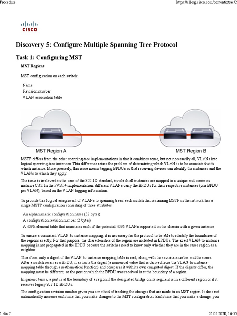 Discovery 5: Configure Multiple Spanning Tree Protocol: Task 1 ...