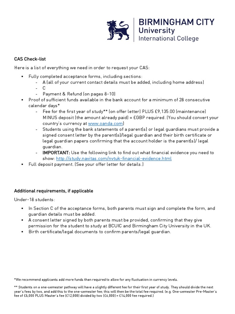 CAS Requirements for BCU Applicants | PDF | Business | Law