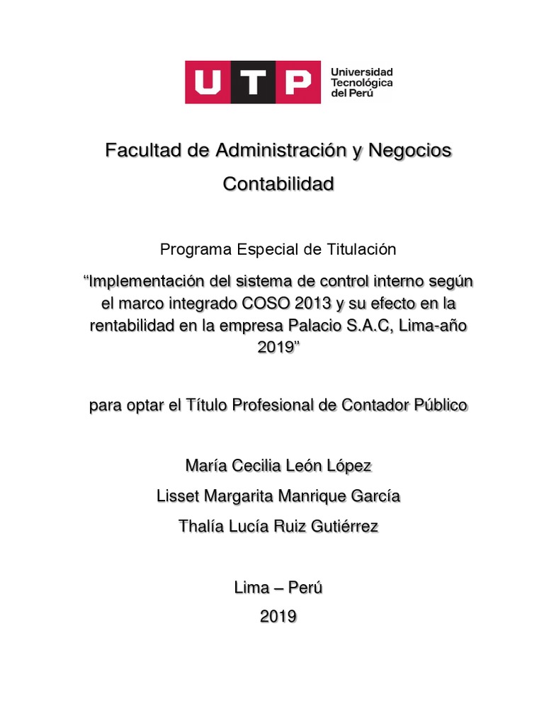 Implementación Del Sistema de Control Interno | PDF | Contabilidad ...