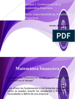 Unidad 1. Fundamentos de La Matemática Financiera Tema: Importancia de Las Matemáticas Financieras
