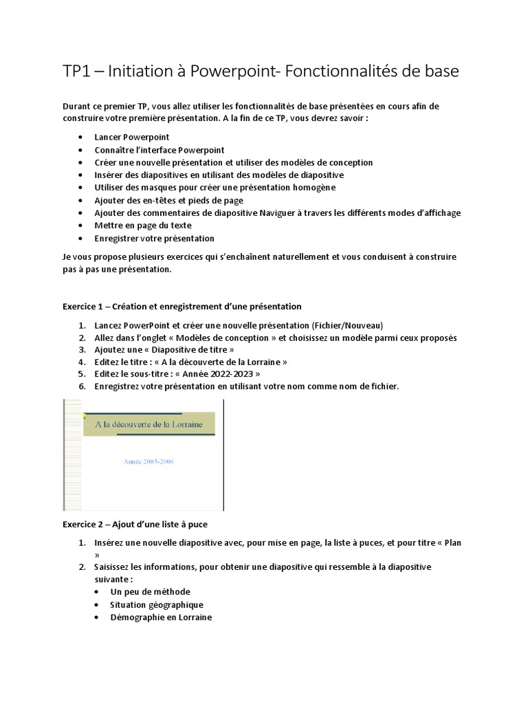 TP PowerPoint : Initiation et Exercices | PDF | Microsoft Powerpoint ...