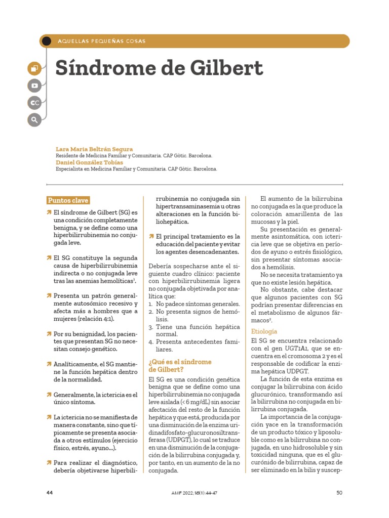 Síndrome de Gilbert: Diagnóstico y Tratamiento | PDF | Especialidades ...