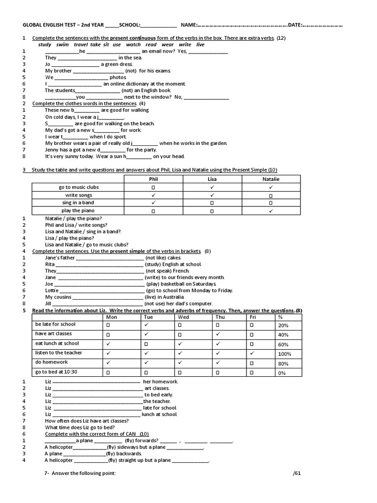 global english 4 test