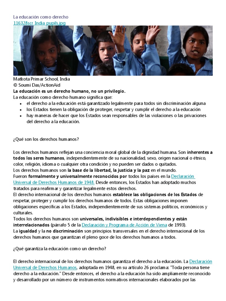 La Educación Como Derecho | PDF | Derechos humanos | Derechos