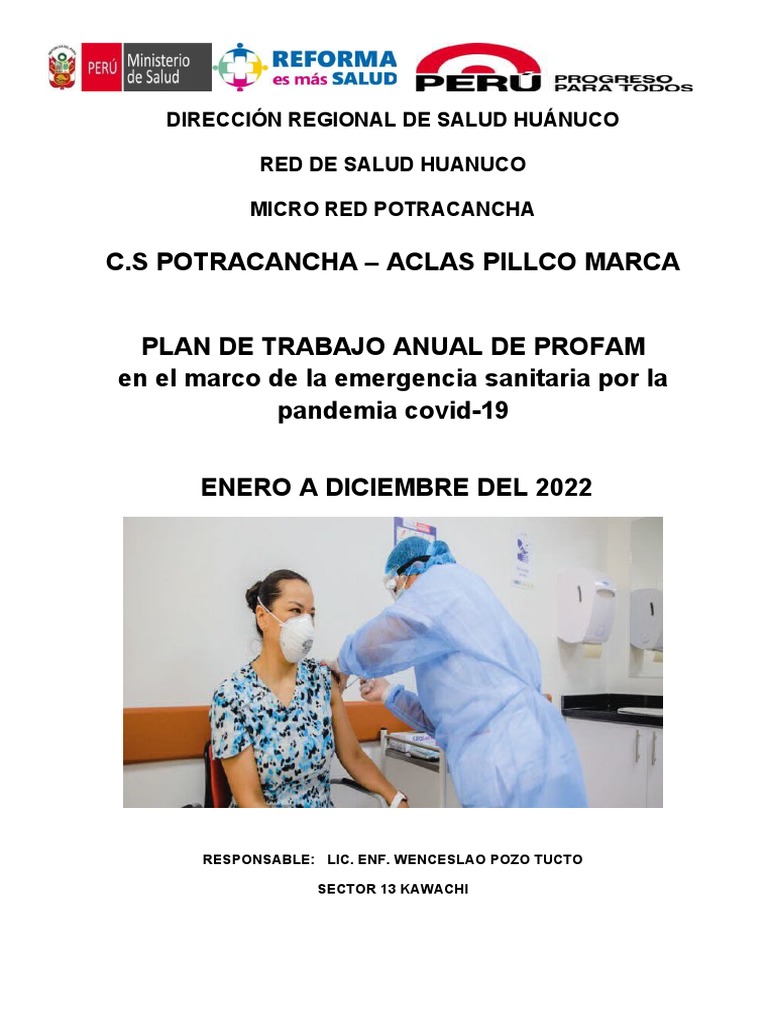 Plan de Trabajo Profam 2022 | PDF | Muerte materna | Especialidades Medicas