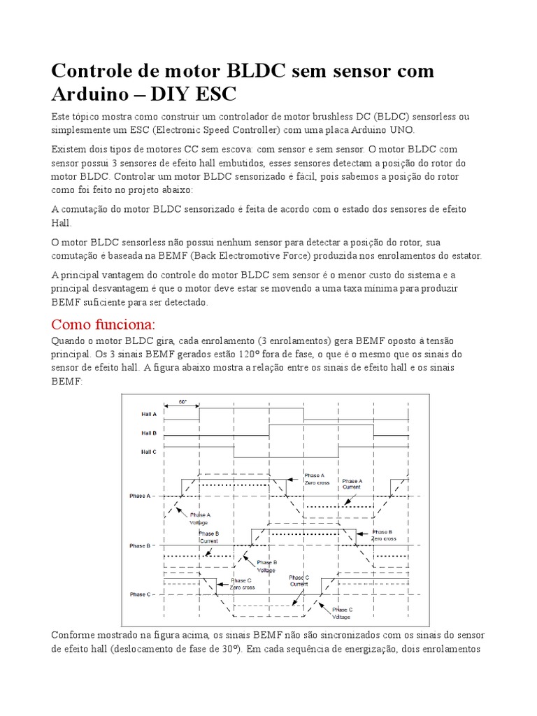Controle BLDC Sensorless com Arduino | PDF | Arduino | Motores