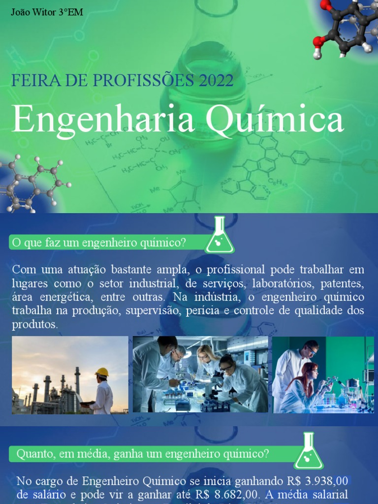 Engenharia Química: Salário e Reações | PDF