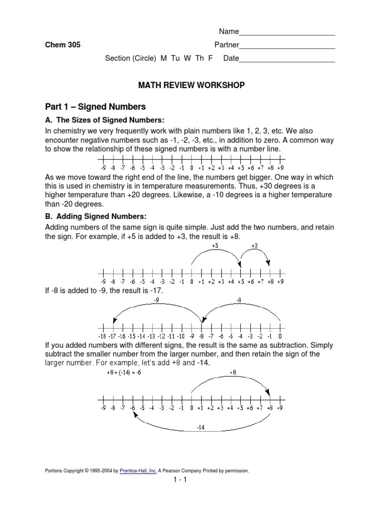 Chemistry 305 Math Review | PDF | Equations | Exponentiation
