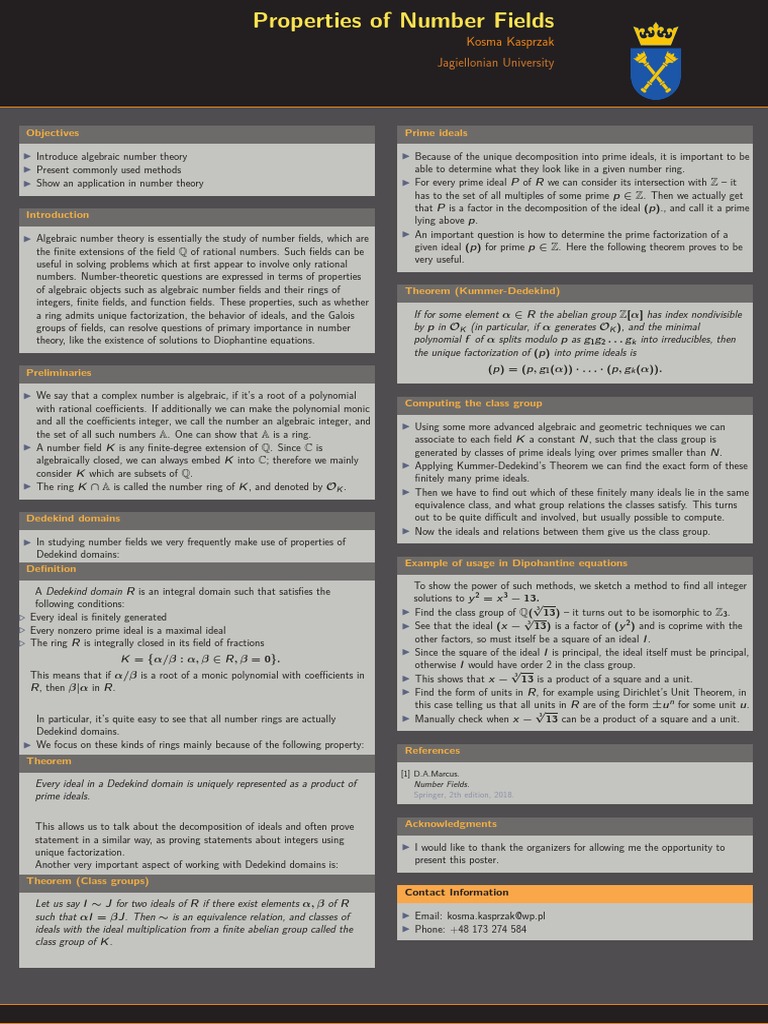 Poster PDF Field (Mathematics) Ring (Mathematics)