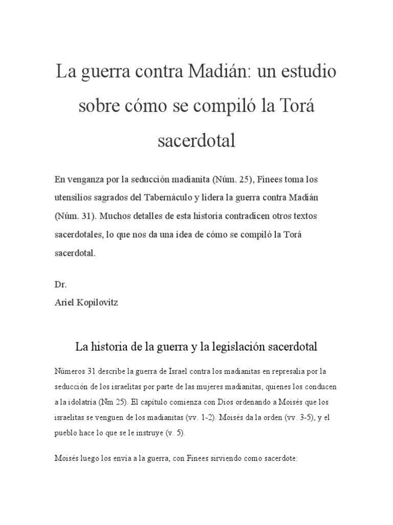 Pinjas La Guerra Contra Madián | PDF | Libro de números | Moisés