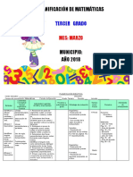 Planificación de Matemáticas: Tercer Grado