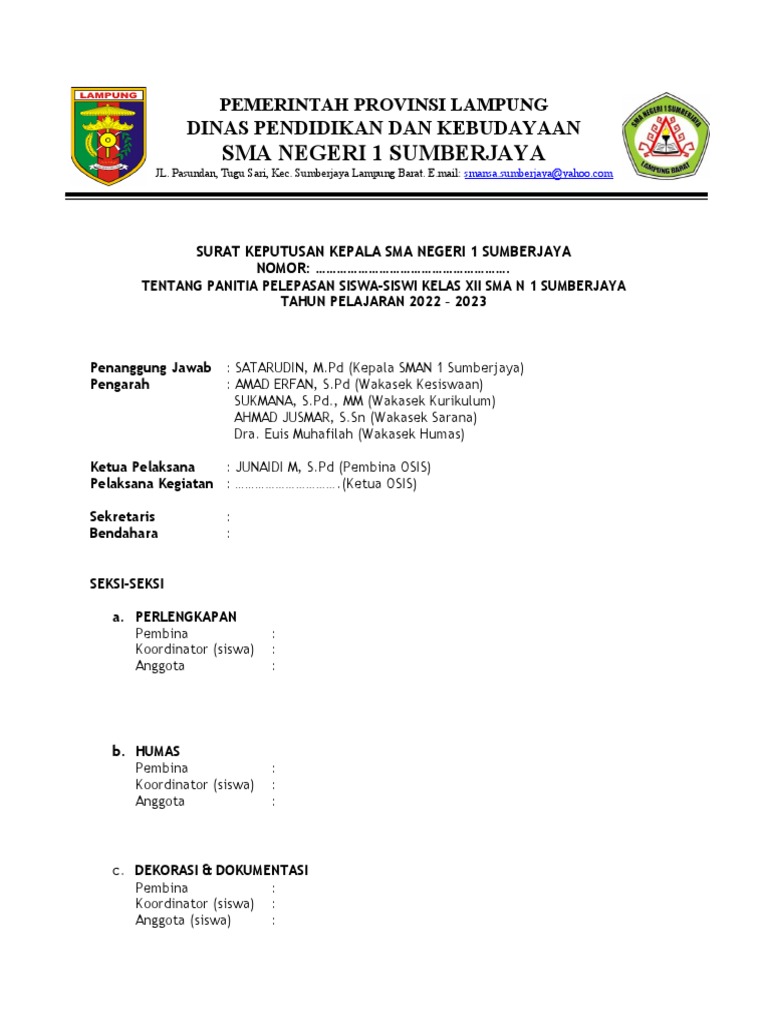 Contoh Panitia Perpisahan | PDF