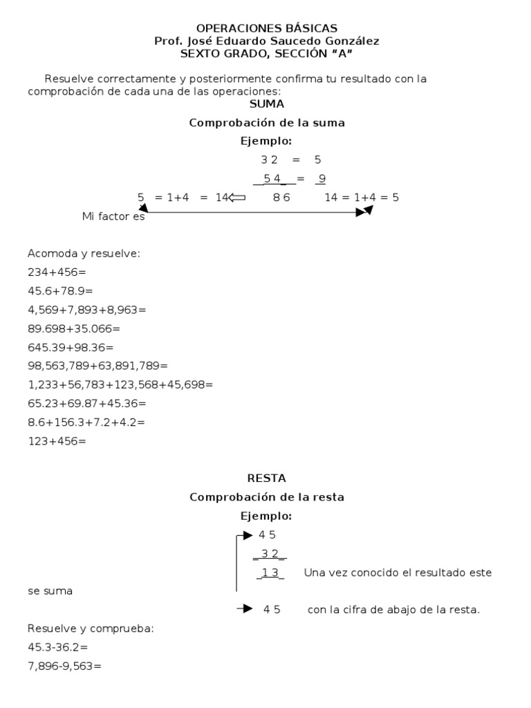Ejercicios de Operaciones Básicas | PDF | Teoría del anillo | División ...