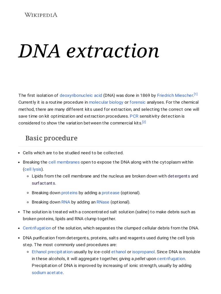 DNA Extraction Methods Explained | PDF | Chemistry | Molecular Biology