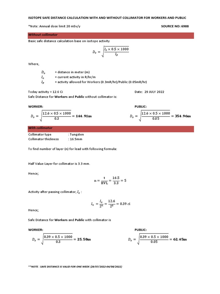 Isotope Safe Distance Calculations | PDF