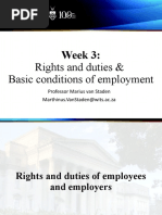 Week 3:: Rights and Duties & Basic Conditions of Employment