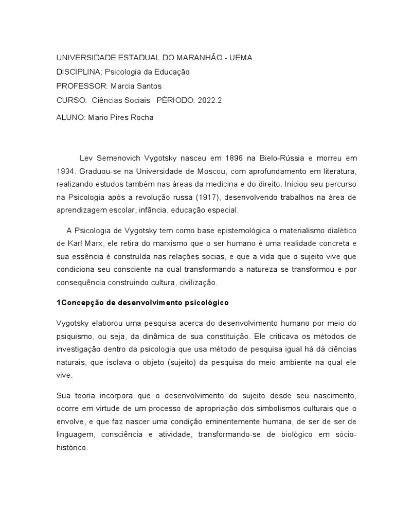 Vygotsky e Wallon: Teorias da Educação | PDF | Aprendizado | Psicologia