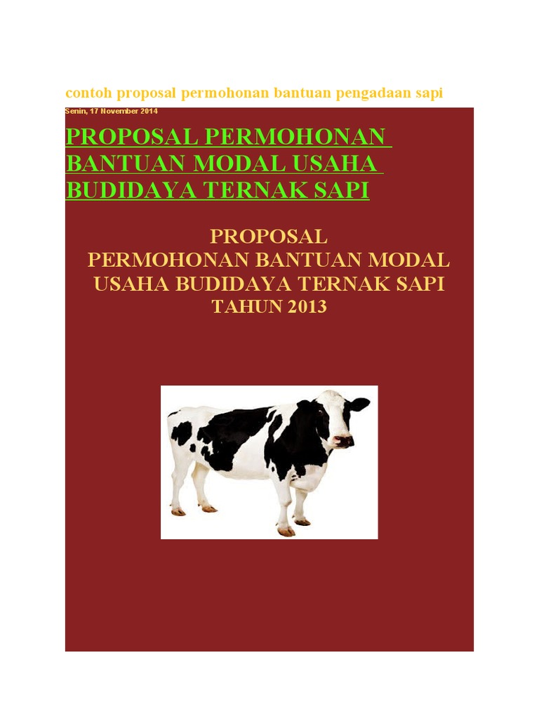 Proposal Bantuan Modal Ternak Sapi | PDF