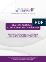 Arancel Particular Clinica San Carlos Año 2023: Pacientes Privados O Sin Previsión Clínica San Carlos de Apoquindo