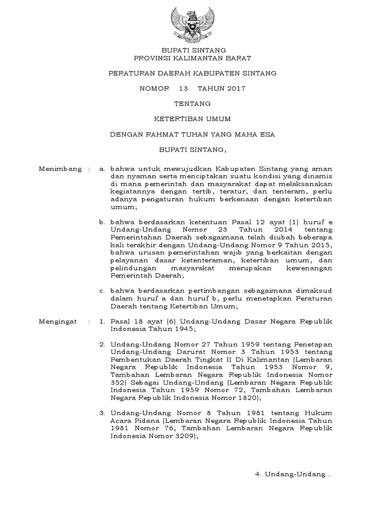 13 Perda No 13 Tahun 2017 TTG Ketertiban Umum | PDF