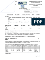 Premiere Partie: Connaissance Du Cours 6points: Level Filière Option Test: Duration: Examiner: M. Atangana