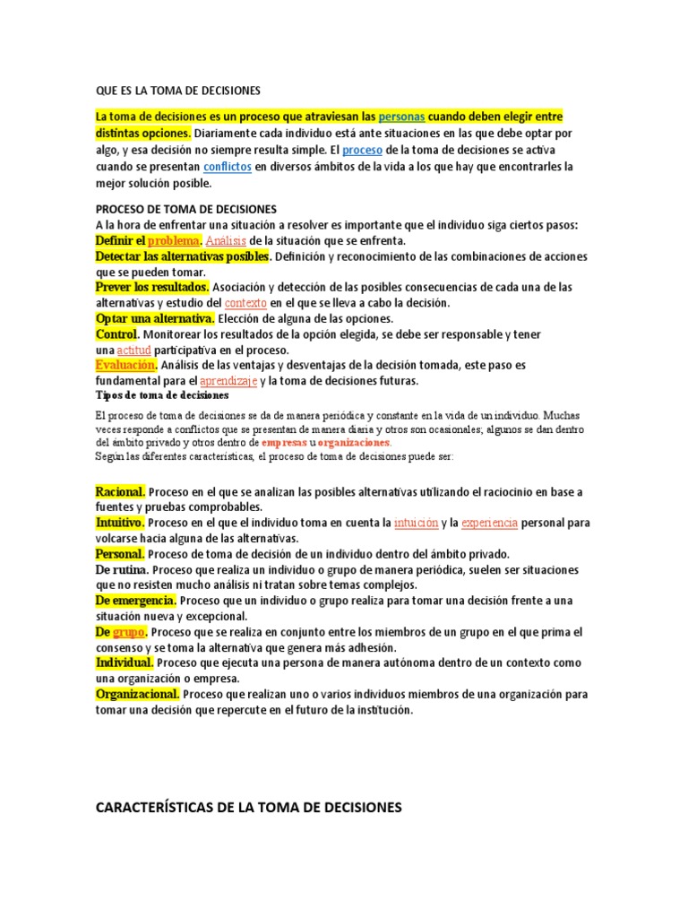 Proceso y Tipos de Toma de Decisiones | PDF | Toma de decisiones ...