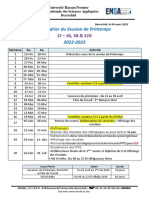 Calendrier Du Session de Printemps 2022-2023: CI - S6, S8 & S10