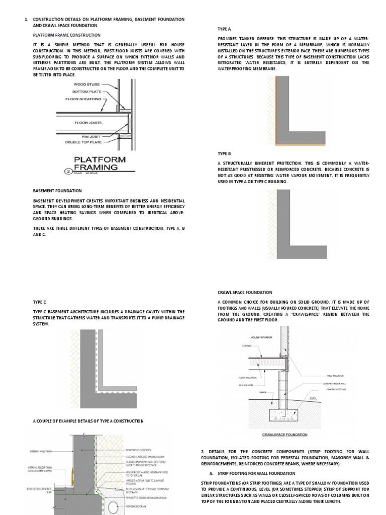 Platform Framing and Foundation Details | PDF | Basement | Framing ...