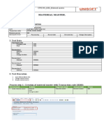 Material Master.: 1. Test Case Header Information