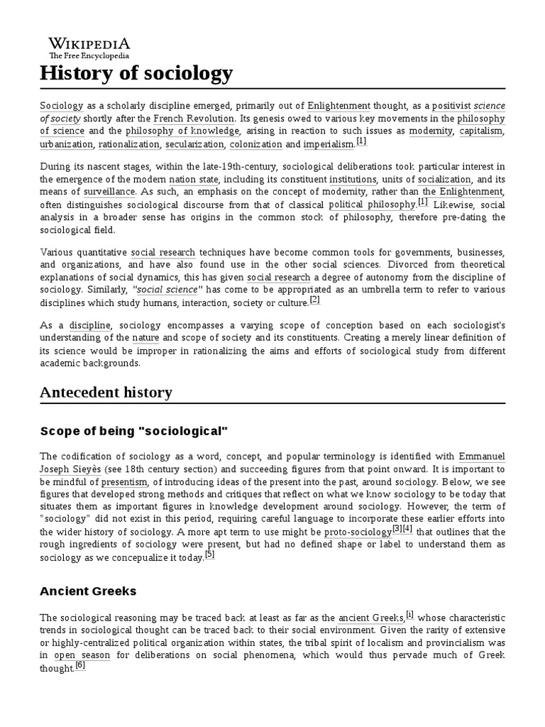 History and Origins of Sociology | PDF | Sociology | Positivism