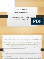 Kuliah Ke 5 Kewirausahaan Pengetahuan Dan Pemahaman Tentang Bisnis