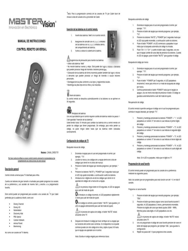 Canal Directo. | PDF | Control remoto | Diodo emisor de luz