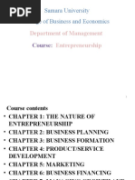 Samara University College of Business and Economics: Department of Management Entrepreneurship