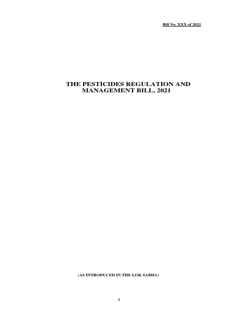 Pesticides Regulation And Management Bill 2021 Pdf License Pesticide