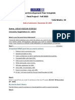 Personal Development Plan Template Final Project-Fall 2020 Total Marks: 20