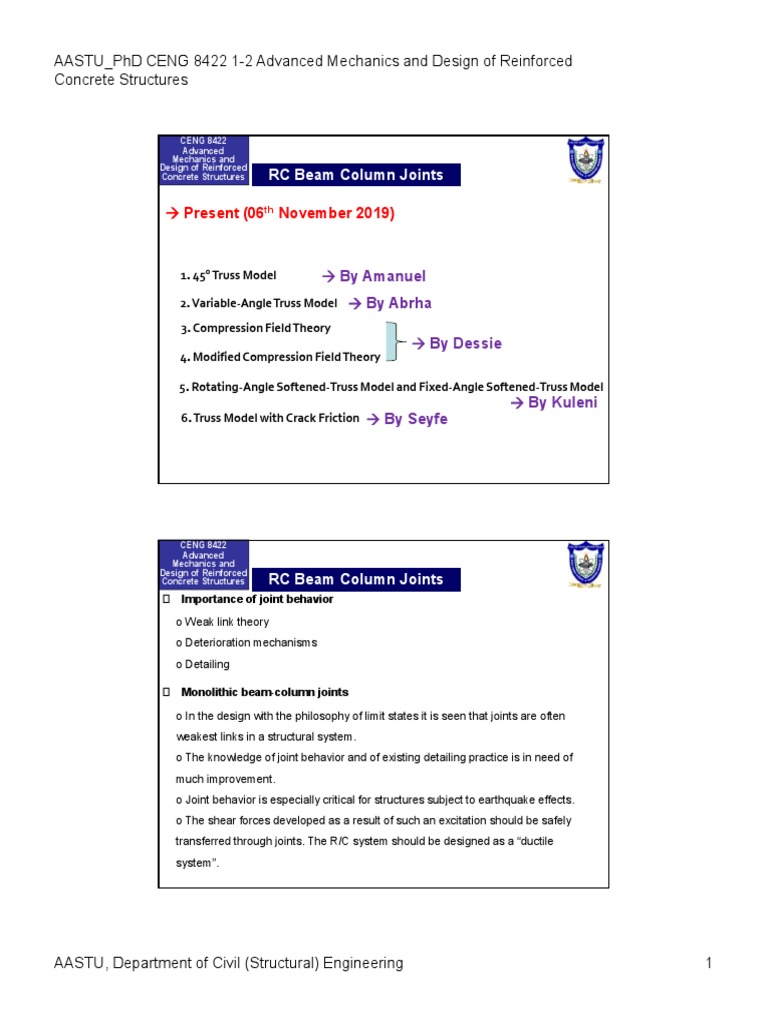 05 Ceng8422 Rc Beam Column Joints Pdf Reinforced Concrete Beam