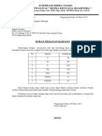 Surat Pesanan Kaos Olahraga