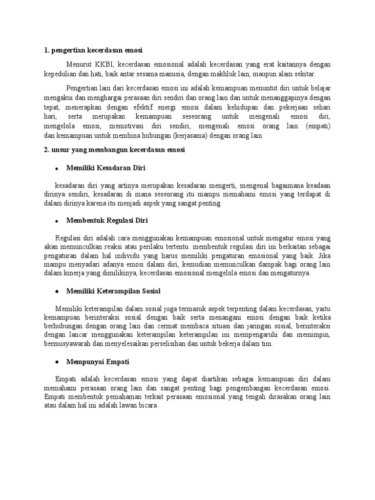Pengertian Kecerdasan Emosi | PDF