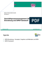 Geschäftsprozessmanagement (GPM) - Einordnung Und GPM Framework
