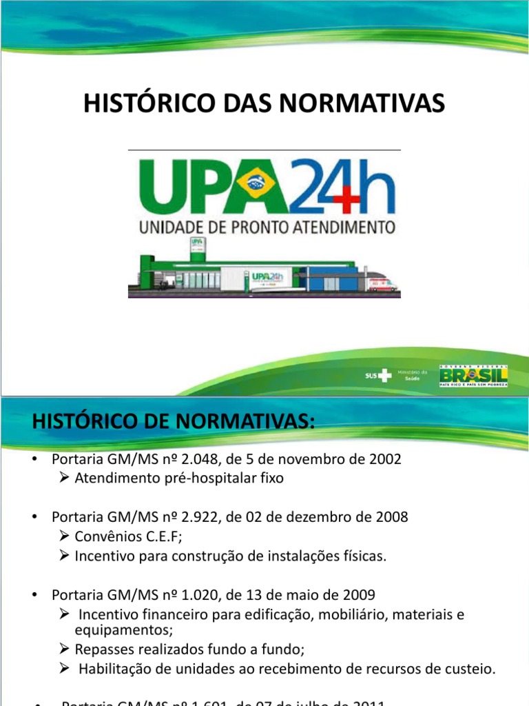Histórico das Normativas de UPA 24h | PDF | Sistema de saúde ...
