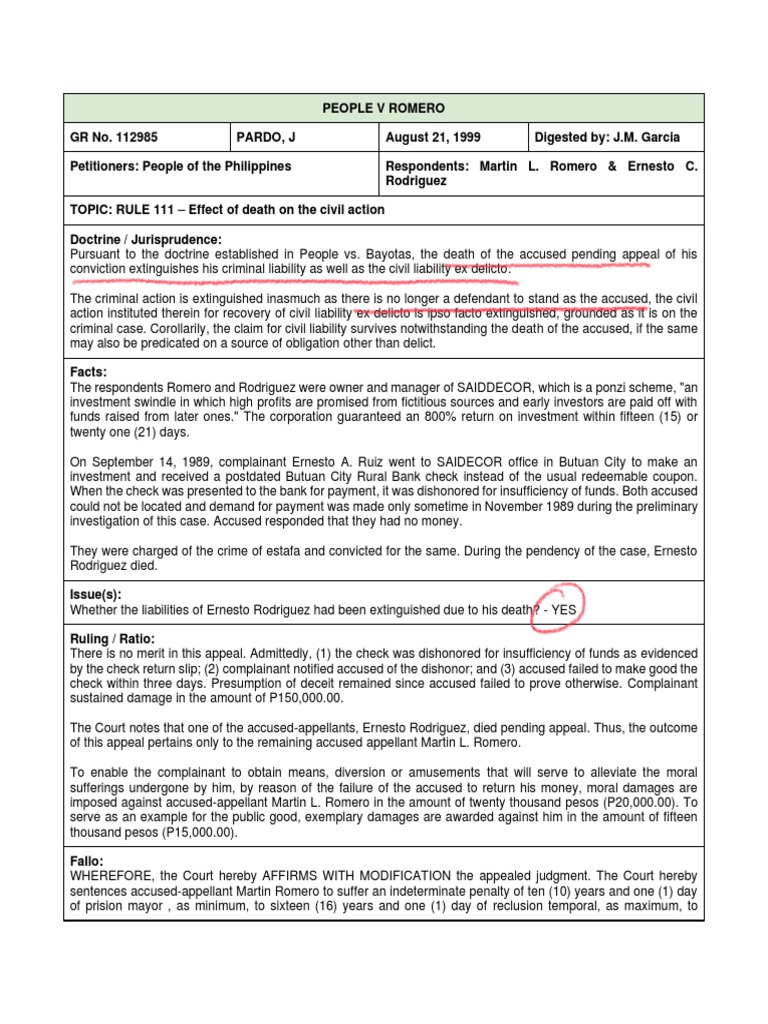 People v romero 306 scra 90 pdf deception fraud